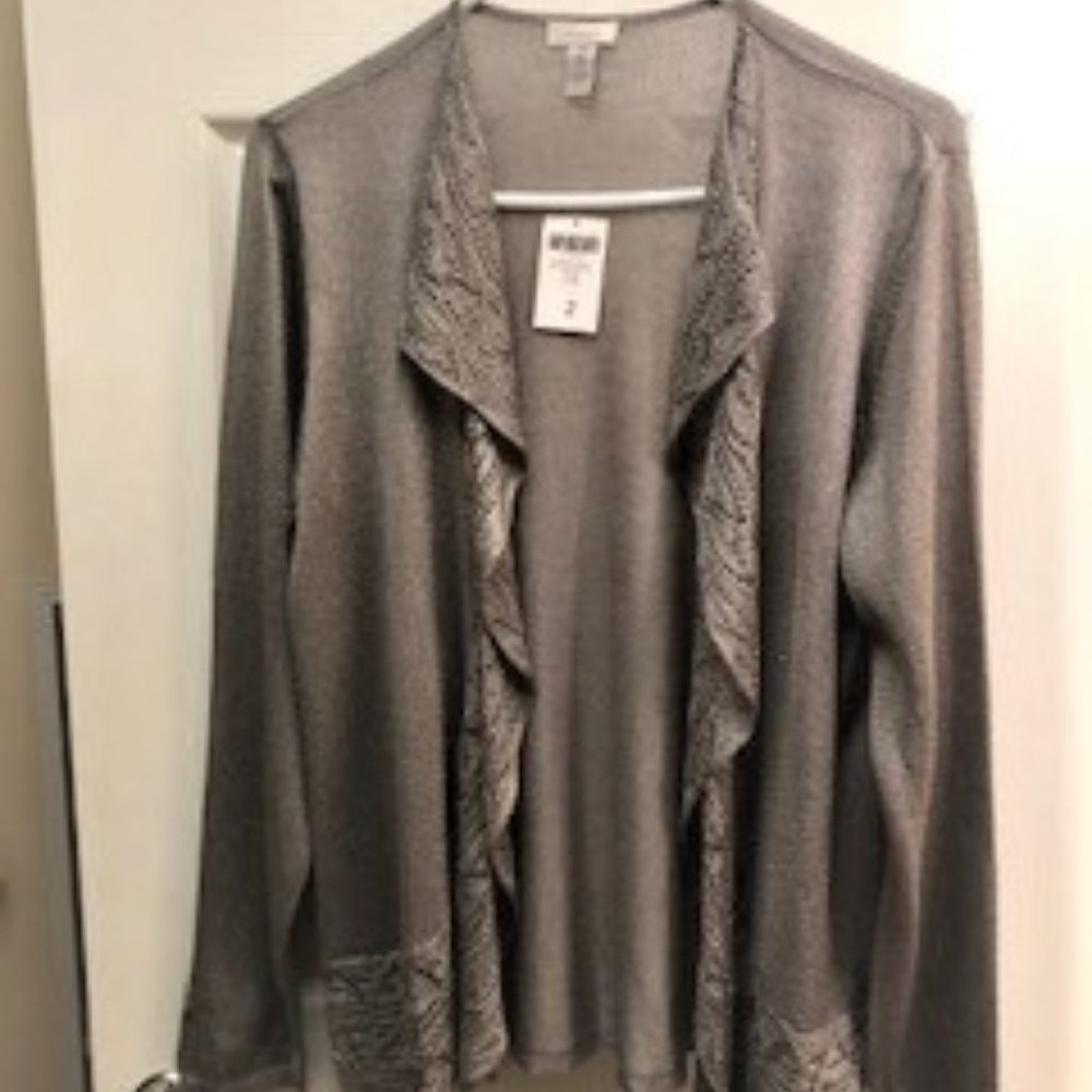 ⬇️Shimmer Pointelle Cardigan Chico's Size 2